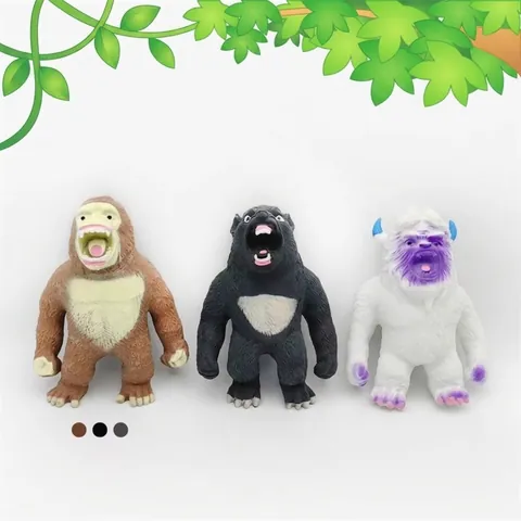 Stretchable TPR Gorilla Squishy Toy Set Werewolf And Yeti And Gorilla Decompression Squeeze Toy For Stress Relief Office
