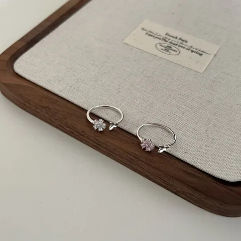 Anello Aperto in Argento Sterling 925 con Fiore e Farfalla per Donna Regolabile Zirconia Intarsiata Gioielli alla Moda Stile Coreano