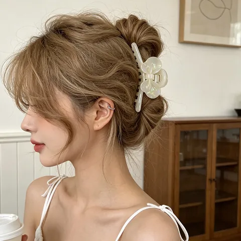 Butterfly Shape Hair Claw Clips Elegant Acetate Marble Tortoiseshell Texture Shark Clips For Women Girls Styling Accessories
