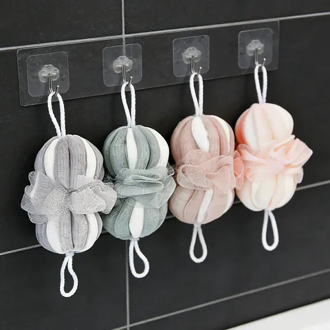 Dual Color Badeball Hohe Dichte PE Mesh Loofah Körper Scrubber Für Dusche Reichen Schaum Seil Dehnbaren Rückenstreifen