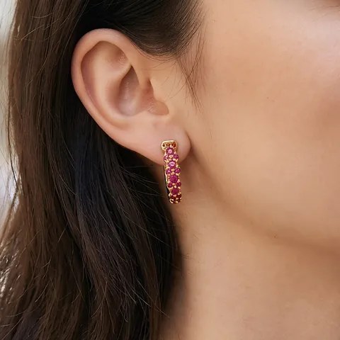 Pendientes Huggie Hoop Cobre Chapado En Oro Micro Pave Circonita Cúbica Colorida Estilo Minimalista Vintage Para Mujeres