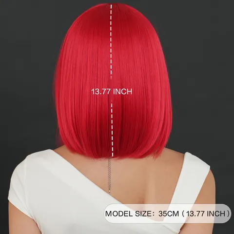 Parrucca Bob Rossa Corta Con Frangia Per Donna Parrucca Di Capelli Lisci Sintetici Resistenti Al Calore Per Halloween Pasqua Cosplay Festa