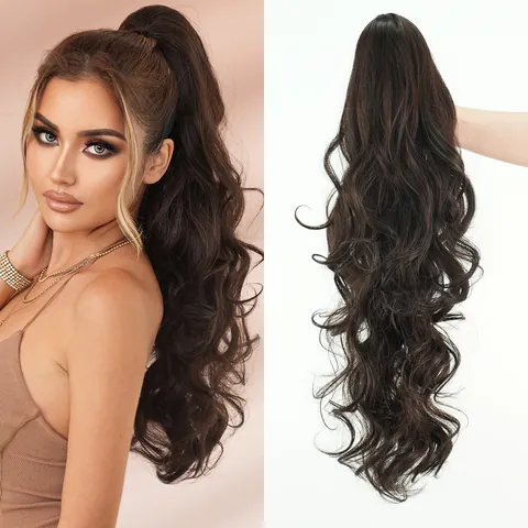 Extensión de Coleta Ondulada Larga Con Pinza de Garra para Mujer Postizo de Fibra Sintética de Alta Temperatura Extensión de Cabello Ondulado Natural para Fiesta Diaria