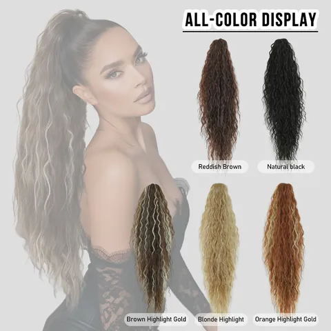 Extensión de Coleta de Cabello Sintético Ondulado Rizado Extra Largo Con Pinza de Garra para Mujer Fibra de Alta Temperatura Resistente al Calor Postizo