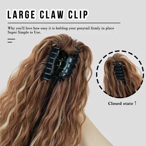 Extensión de Coleta de Cabello Sintético Ondulado Rizado Extra Largo Con Pinza de Garra para Mujer Fibra de Alta Temperatura Resistente al Calor Postizo