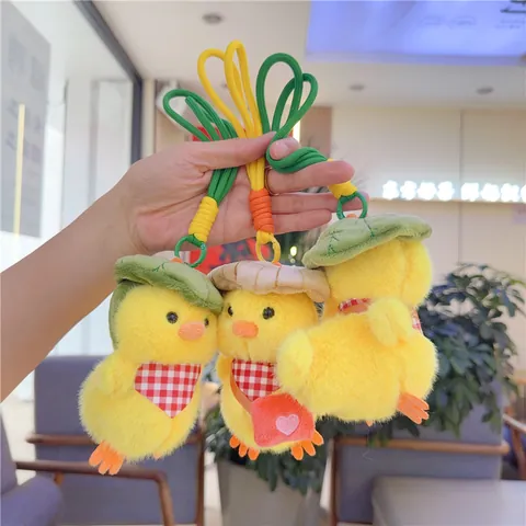 Cute Cartoon Yellow Duck Plush Keychain With Hat Heart Bag Scarf Soft Accessory For Bag Charm Birthday Wedding Gift