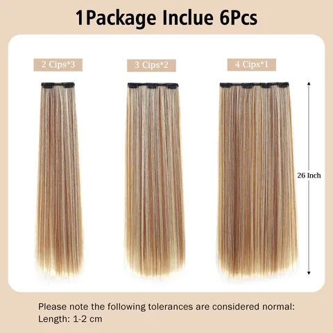 Extensiones de Cabello Liso con Clip Fibra Sintética Resistente al Calor Postizos para Mujeres Aspecto Natural Uso Diario