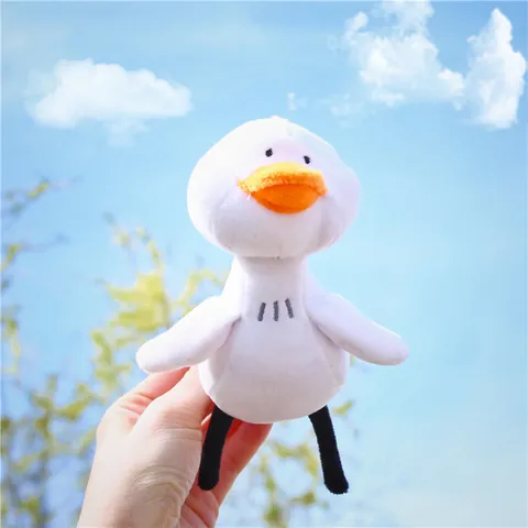 Cute White Duck Plush Keychain Pendant With Long Legs Ordinary Iron Ring Stuffed Animal Toy For Backpack Bag Decoration Gift