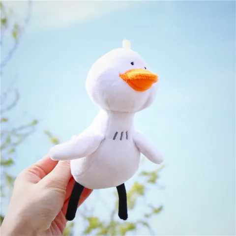 Cute White Duck Plush Keychain Pendant With Long Legs Ordinary Iron Ring Stuffed Animal Toy For Backpack Bag Decoration Gift