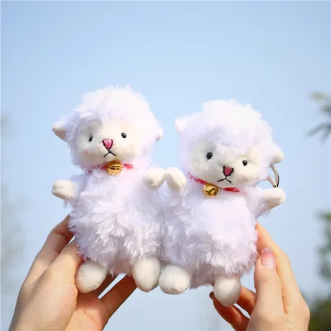 Carino Portachiavi in Peluche di Agnello Morbido Pupazzo di Pecora Con Campanello per Bambini Ragazze Fascino per Borsa Regalo