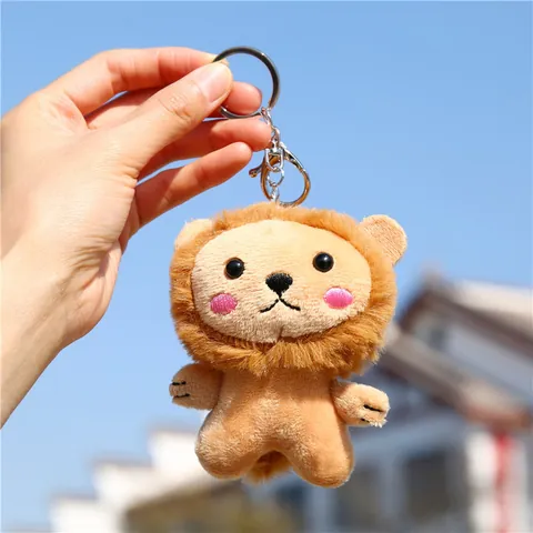 Süßer Löwe Plüsch-Schlüsselanhänger Weiches Kuscheltier Puppe Tasche Ornament Mit Metallschnalle Für Rucksack Schlüsselring Geschenk