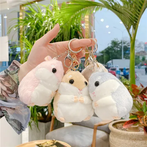 Cute Hamster Plush Toy Keychain For Backpack Soft Stuffed Animal Doll Bag Charm Decorative Hanging Keychain For Girls Kids Gift