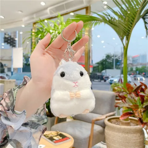 Cute Hamster Plush Toy Keychain For Backpack Soft Stuffed Animal Doll Bag Charm Decorative Hanging Keychain For Girls Kids Gift