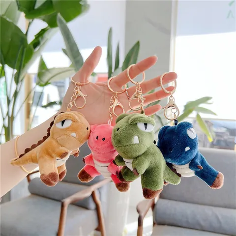 Cartoon Plush Dinosaur Keychain Cute Tyrannosaurus Rex Bag Ornament Mini Soft Animal Doll Key Ring For Kids Daily Gift