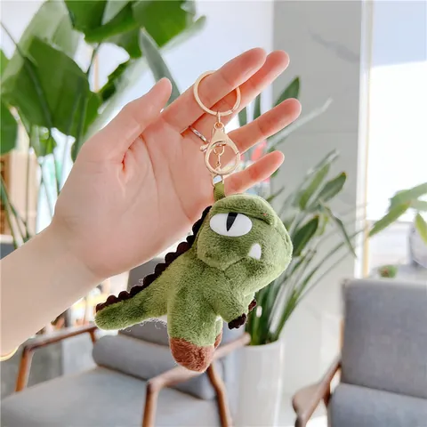 Cartoon Plush Dinosaur Keychain Cute Tyrannosaurus Rex Bag Ornament Mini Soft Animal Doll Key Ring For Kids Daily Gift