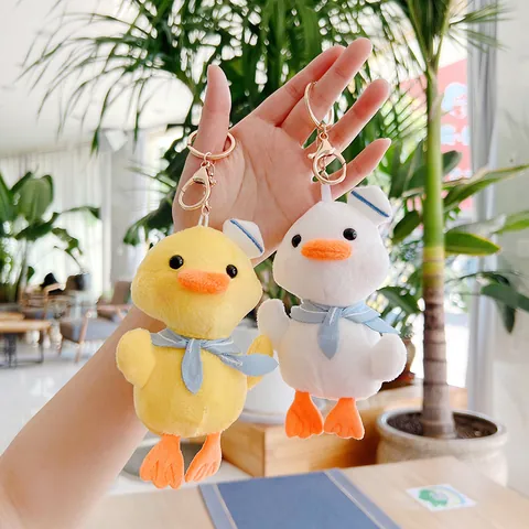 Cute Sailor Duck Plush Keychain Stuffed Animal Toy Bag Charm With Marine Scarf Hat Soft Duckling Keyring Accessory For Women Girls