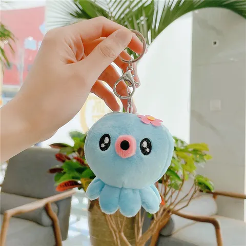 Cute Octopus Plush Keychain Cartoon Animal Stuffed Doll With Flower Decoration Soft Toy Bag Charm Key Ring Pendant Gift