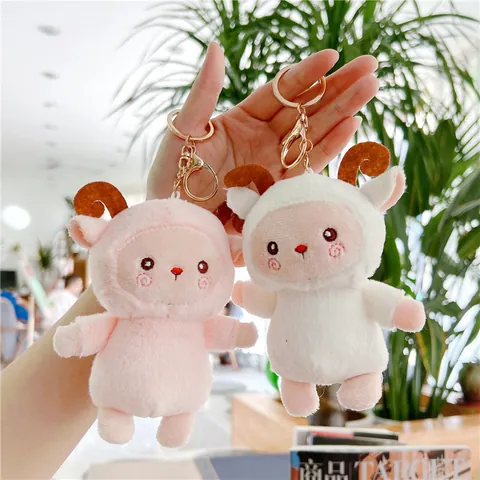 Cute Rainbow Sheep Plush Keychain Mini Stuffed Animal Lamb Doll Toy Soft Plushie Charm For Backpack Handbag Girls Kids Gift