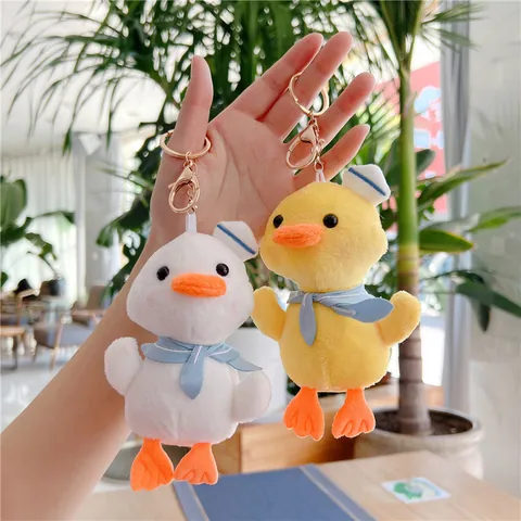 Cute Sailor Duck Plush Keychain Stuffed Animal Toy Bag Charm With Marine Scarf Hat Soft Duckling Keyring Accessory For Women Girls
