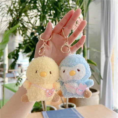 Cute Soft Plush Animal Chicken Penguin Doll Keychain With Mini Bag Decoration Gift For Bag Backpack Accessory For Kids Women