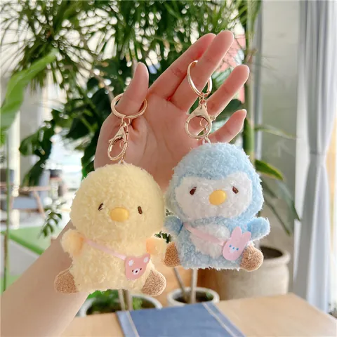 Cute Soft Plush Animal Chicken Penguin Doll Keychain With Mini Bag Decoration Gift For Bag Backpack Accessory For Kids Women