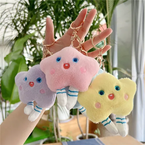 Lindo Llavero de Peluche de Estrella Piernas a Rayas Expresión Bordada Juguete de Peluche Suave Adorno de Bolso Regalo Niños