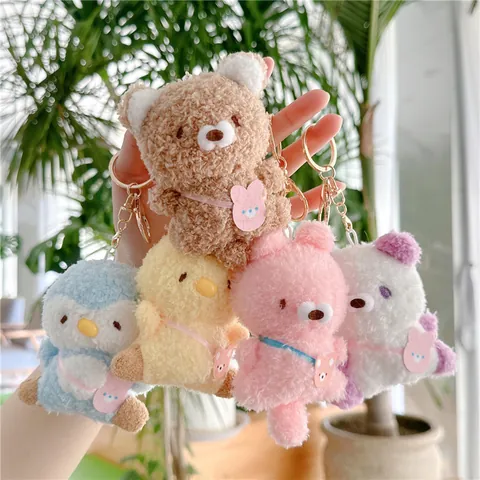 Süßer Plüsch Tier Schlüsselanhänger Für Tasche Deko Mini Bär Hase Küken Pinguin Stofftier Schlüsselring Für Damen Geburtstagsgeschenk