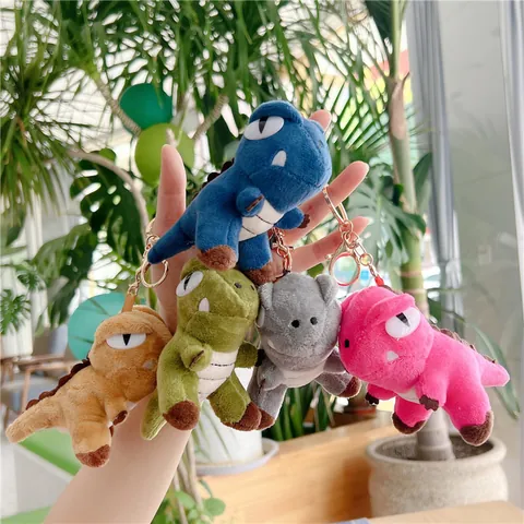 Cartoon Dinosaur Plush Keychain Cute Tyrannosaurus Stuffed Animal Bag Pendant Soft Dinosaur Doll Keyring Gift For Kids