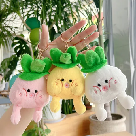 Lindo Llavero de Peluche de Verdura Simulación Col China Piña Rábano Juguete de Peluche Suave Accesorios para Bolsos Regalo Niñas