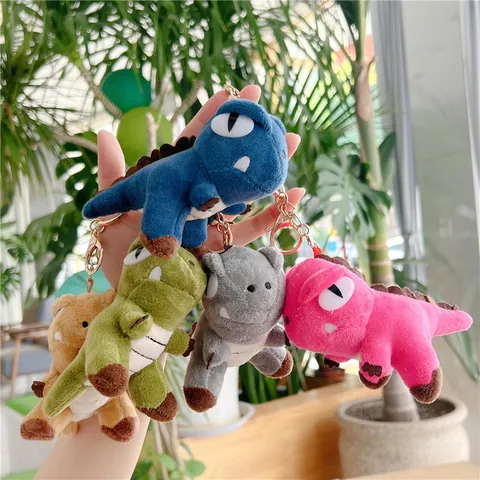 Cartoon Dinosaur Plush Keychain Cute Tyrannosaurus Stuffed Animal Bag Pendant Soft Dinosaur Doll Keyring Gift For Kids