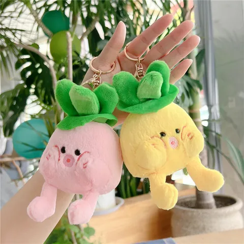 Lindo Llavero de Peluche de Verdura Simulación Col China Piña Rábano Juguete de Peluche Suave Accesorios para Bolsos Regalo Niñas