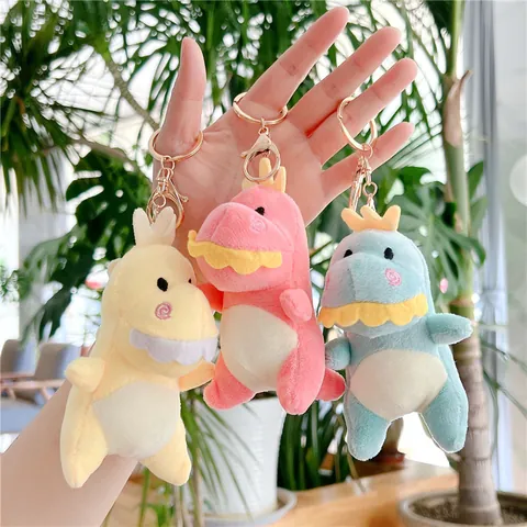Simpatico Portachiavi in Peluche a Forma di Dinosauro in Cartone Animato Morbido Peluche Corto Animale di Peluche Ciondolo Borsa per Zaino Chiavi Ragazze Bambini Regalo