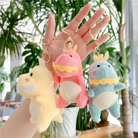 Simpatico Portachiavi in Peluche a Forma di Dinosauro in Cartone Animato Morbido Peluche Corto Animale di Peluche Ciondolo Borsa per Zaino Chiavi Ragazze Bambini Regalo