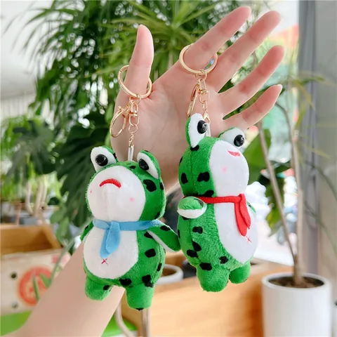 Süßer Cartoon Frosch Plüsch Schlüsselanhänger Mit Buntem Schal Grüner Stofftier Taschenanhänger Für Rucksack Schlüssel Geschenk