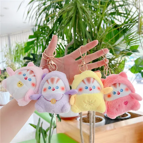 Lindo Llavero de Gato de Peluche Suave Colgante de Muñeca de Animal Relleno para Decoración de Bolsos Accesorios de Llavero Regalo