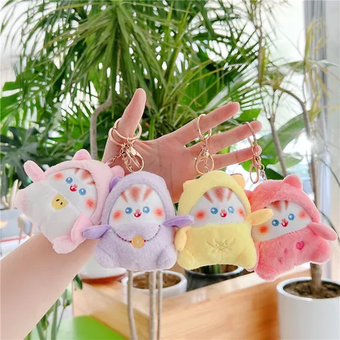 Lindo Llavero de Gato de Peluche Suave Colgante de Muñeca de Animal Relleno para Decoración de Bolsos Accesorios de Llavero Regalo