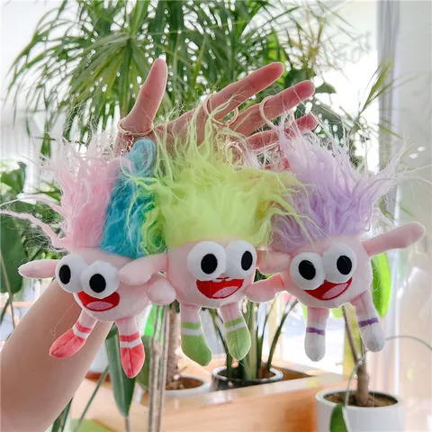 Ugly Cute Monster Plush Keychain Quirky Fuzzy Hair Doll Bag Pendant Soft Stuffed Toy Funny Key Ring Accessories For Women Kids
