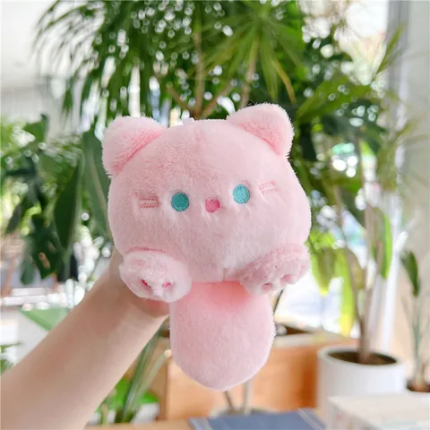 Leuke Cartoon Kat Pluche Sleutelhanger Met Piepgeluid Zachte Lange Pluche Dier Pop Tas Charm Voor Vrouwen Kinderen Cadeau