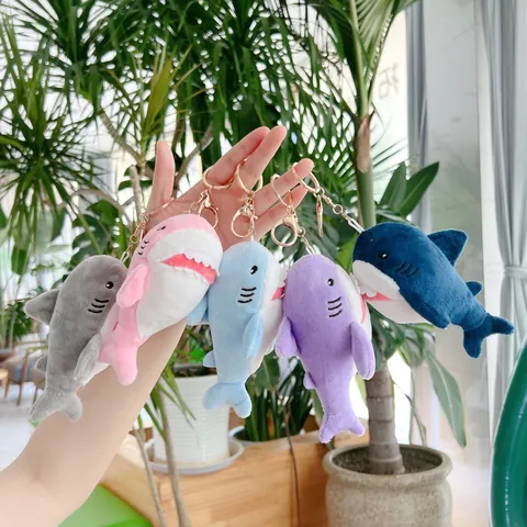 Cute Shark Plush Keychain Mini Soft Stuffed Animal Bag Charm For Kids Women Backpack Pendant Decoration Multi Colors