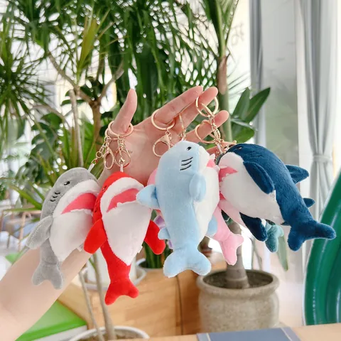Cute Shark Plush Keychain Mini Soft Stuffed Animal Bag Charm For Kids Women Backpack Pendant Decoration Multi Colors