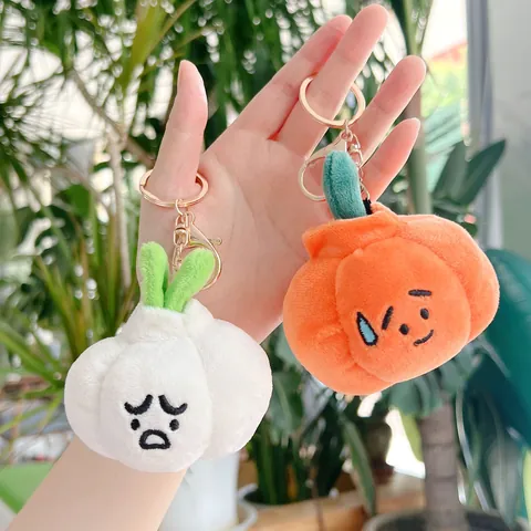 Cute Funny Vegetable Plush Keychain Pendant Pumpkin Garlic Broccoli Corn Stuffed Doll Toy For Bag Key Ring Gift