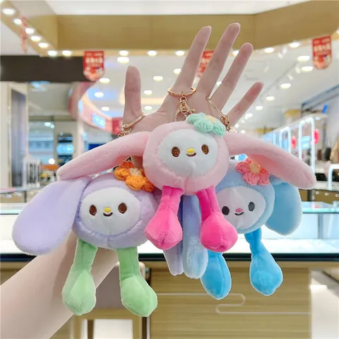 Schattige Pluche Konijn Sleutelhanger Met Lange Oren Voor Tas Rugzak Zachte Knuffeldier Pop Hanger Cadeau Voor Vrouwen