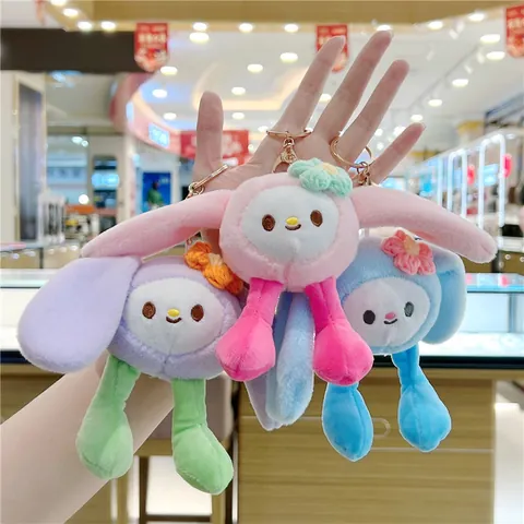 Schattige Pluche Konijn Sleutelhanger Met Lange Oren Voor Tas Rugzak Zachte Knuffeldier Pop Hanger Cadeau Voor Vrouwen