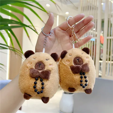Cute Capybara Plush Keychain Soft Stuffed Animal Bag Pendant For Kids Women Kawaii Animal Toy Keyring Gift Accessories
