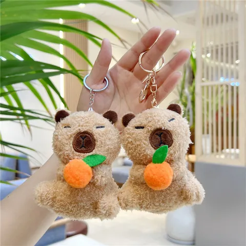 Simpatico Portachiavi in Peluche di Capibara Peluche di Animali Con Arancia Tartaruga Fragola Costume Ciondolo per Borsa Regalo