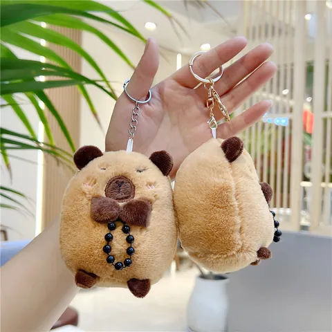 Cute Capybara Plush Keychain Soft Stuffed Animal Bag Pendant For Kids Women Kawaii Animal Toy Keyring Gift Accessories