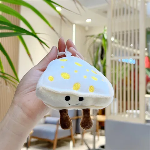 Cute Plush Food Keychain Soft Cheese Burger French Fries Drumstick Toast Pendant Bag Charm Cartoon Stuffed Animal Toy Gift