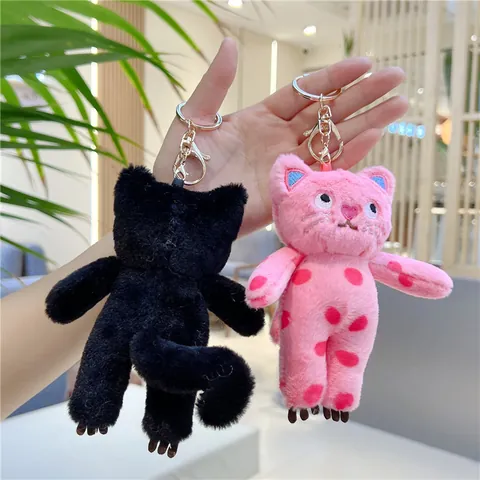 Süße Gepunktete Plüschkatze Puppe Schlüsselanhänger Cartoon Tier Weicher Taschenanhänger Für Rucksack Geschenk Damen Mädchen