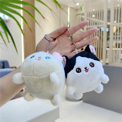 Schattige Pluche Puppy Kat Sleutelhanger Cartoon Dier Knuffel Tas Hanger Met Metalen Ring Voor Kinderen Vrouwen Cadeau Accessoire