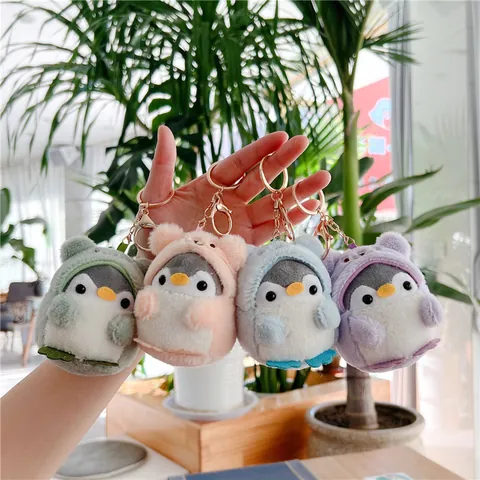 Cute Transformation Penguin Plush Keychain Japanese Style Hoodie Penguin Stuffed Animal Bag Charm For Kids Gift Accessory